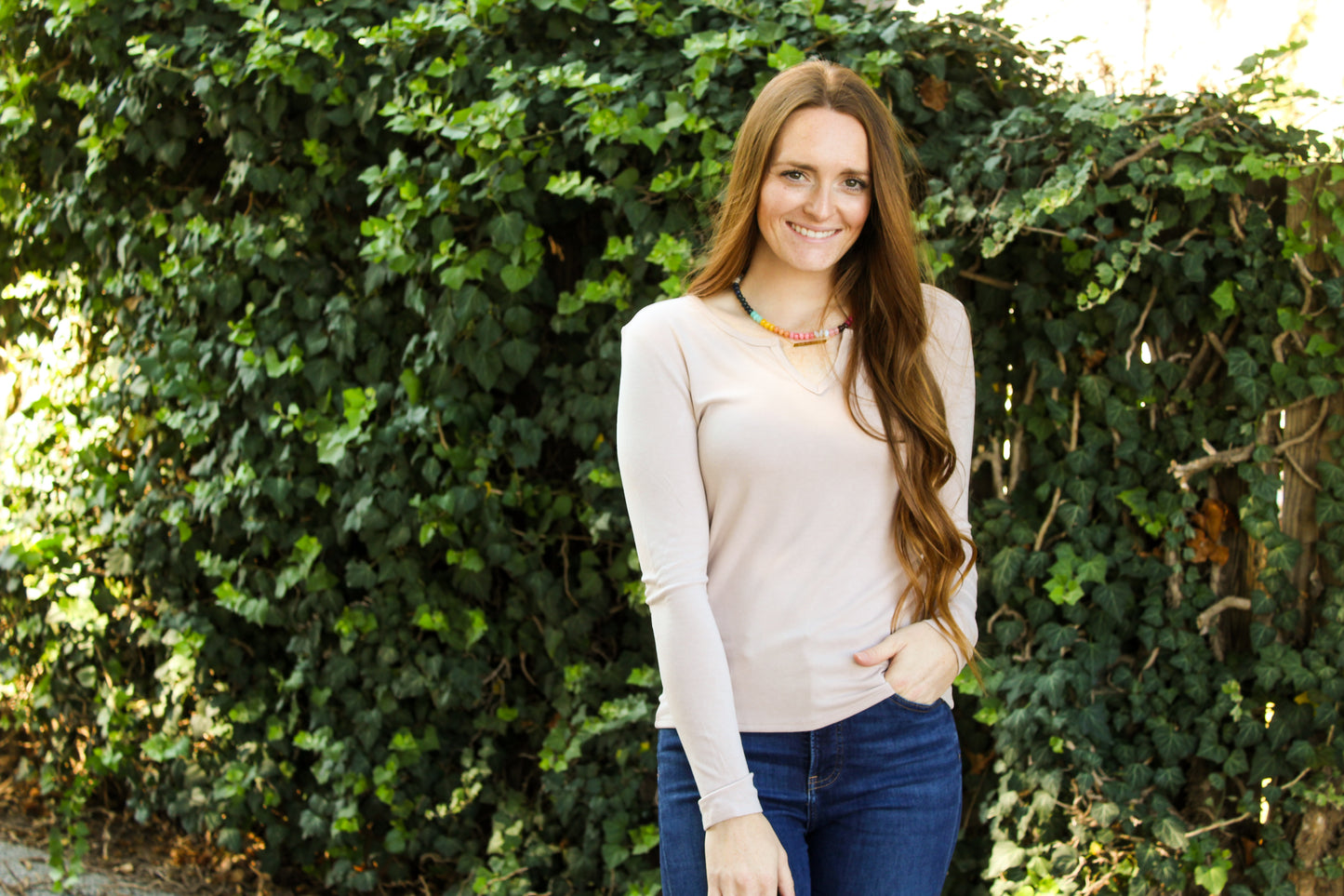 Mia Taupe Long Sleeve Top