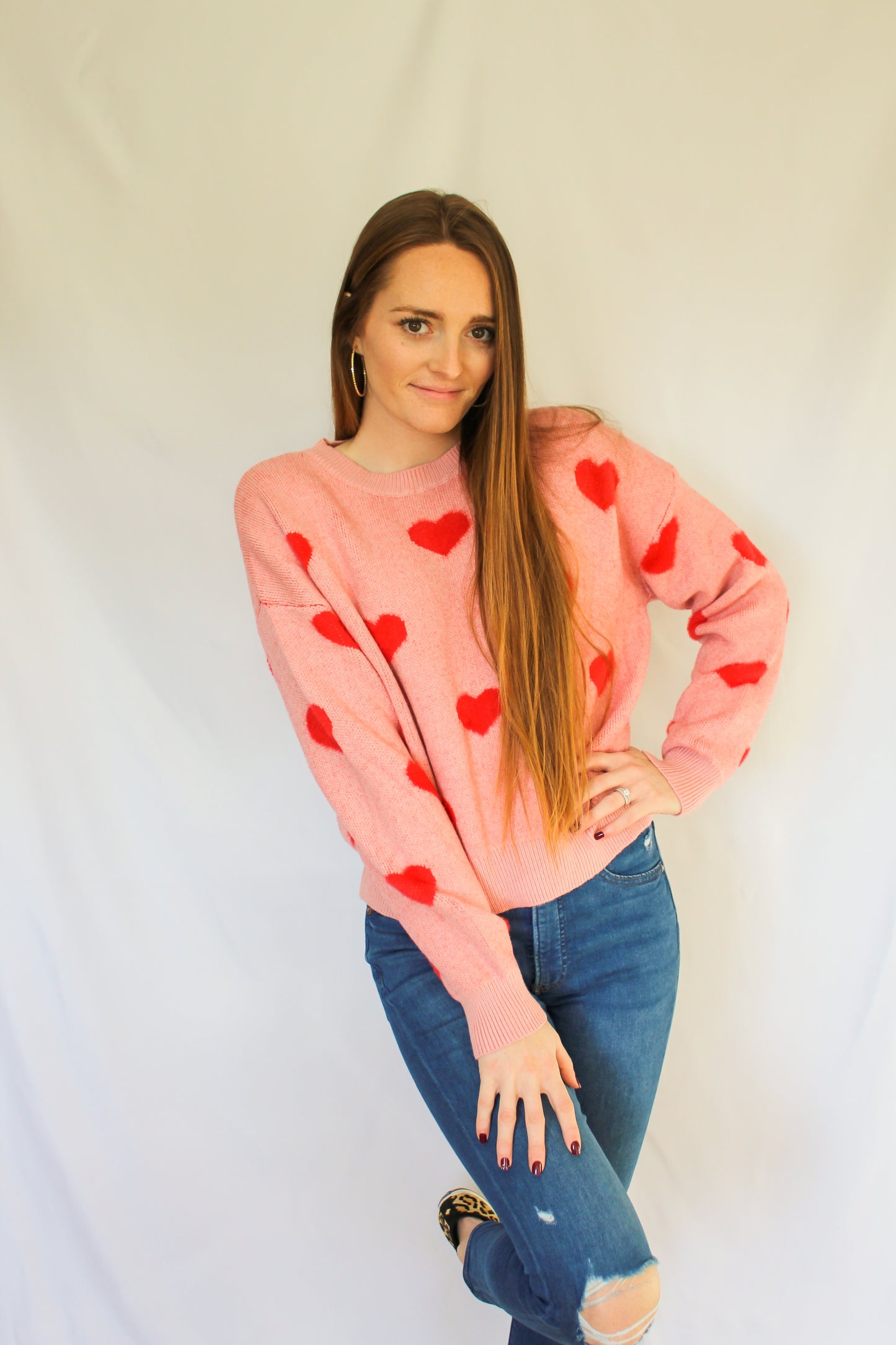 Pink/Red Heart Sweater