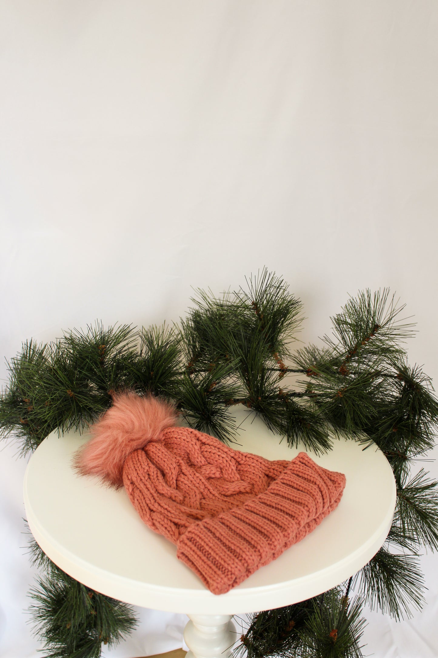 Libby Dusty Pink Pom Beanie