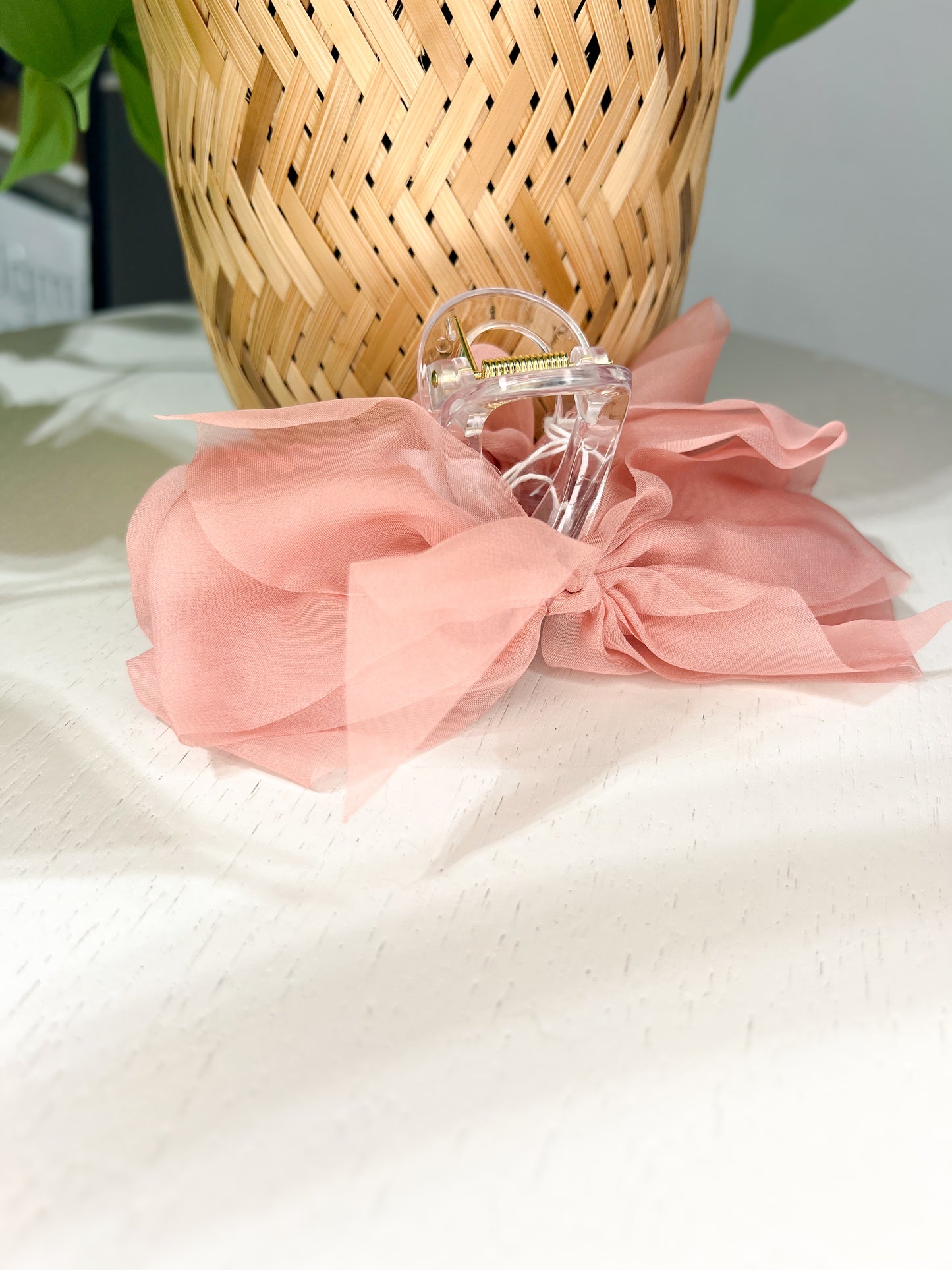 Blush Bow Hair Clip