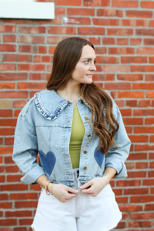 Daisy Heart Denim Jacket