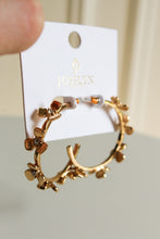 Load image into Gallery viewer, Gold Floral Hoops