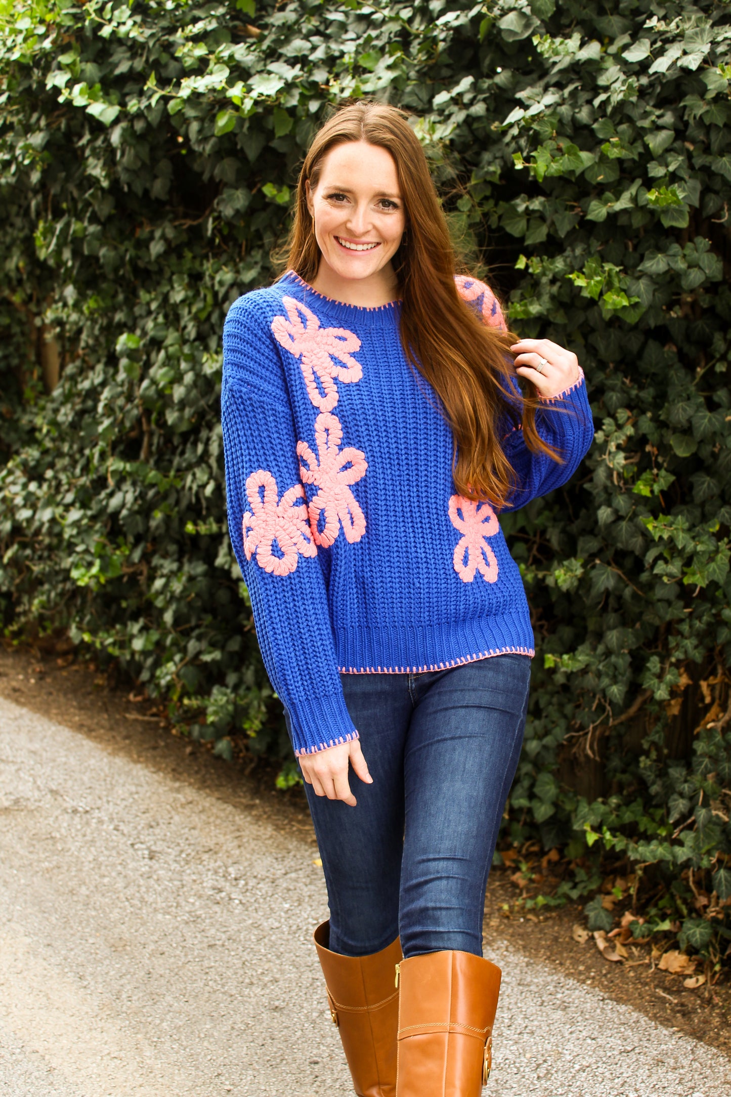 Cobalt Flower Detail Sweater