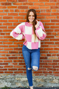Pink/White Checkered Sweater