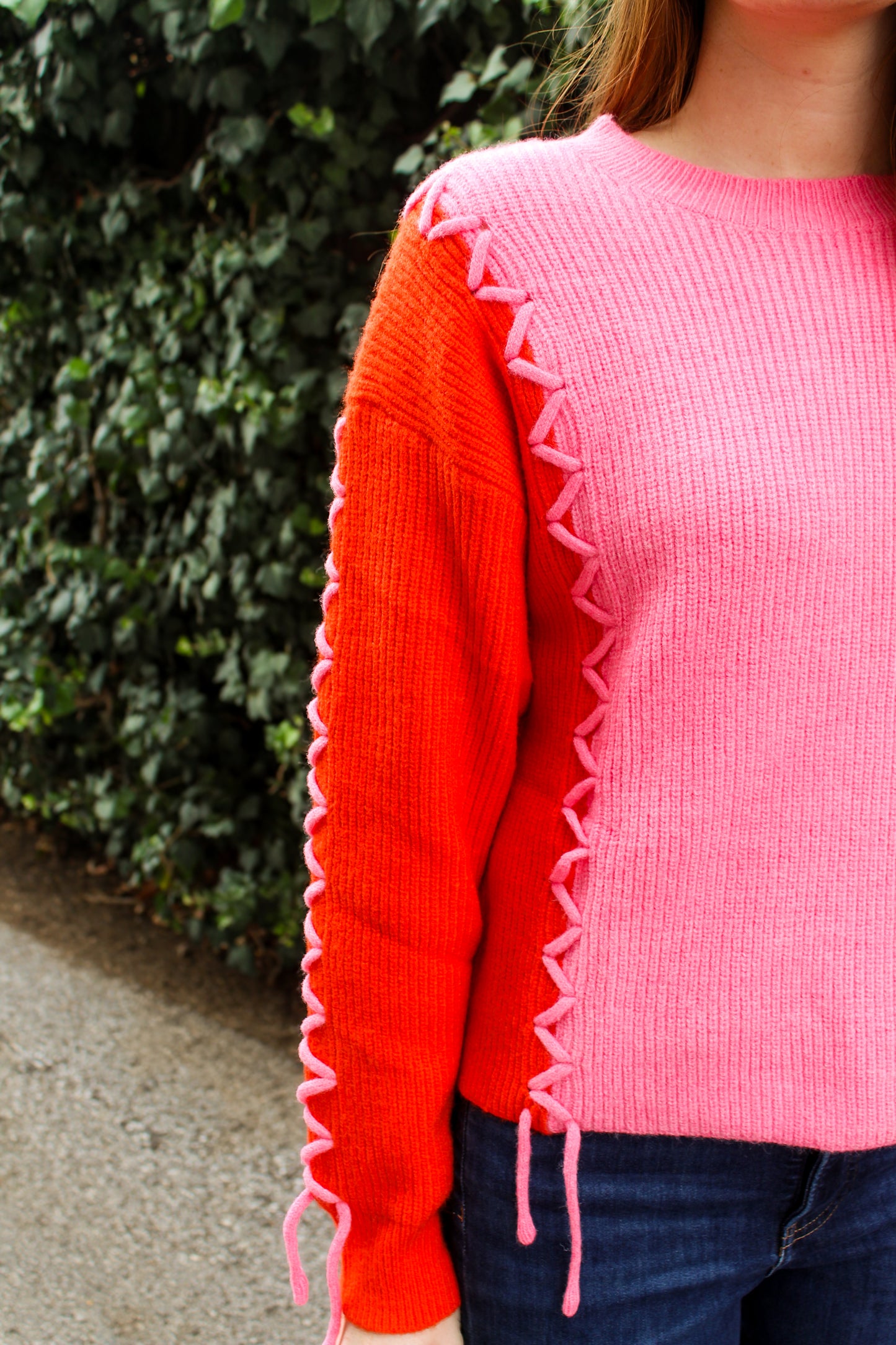 Red & Pink Zig Zag Sweater