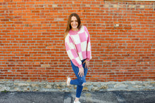 Load image into Gallery viewer, Pink/White Checkered Sweater