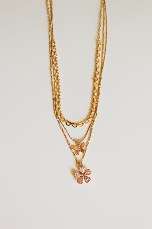 Trio Layered Butterfly Necklace