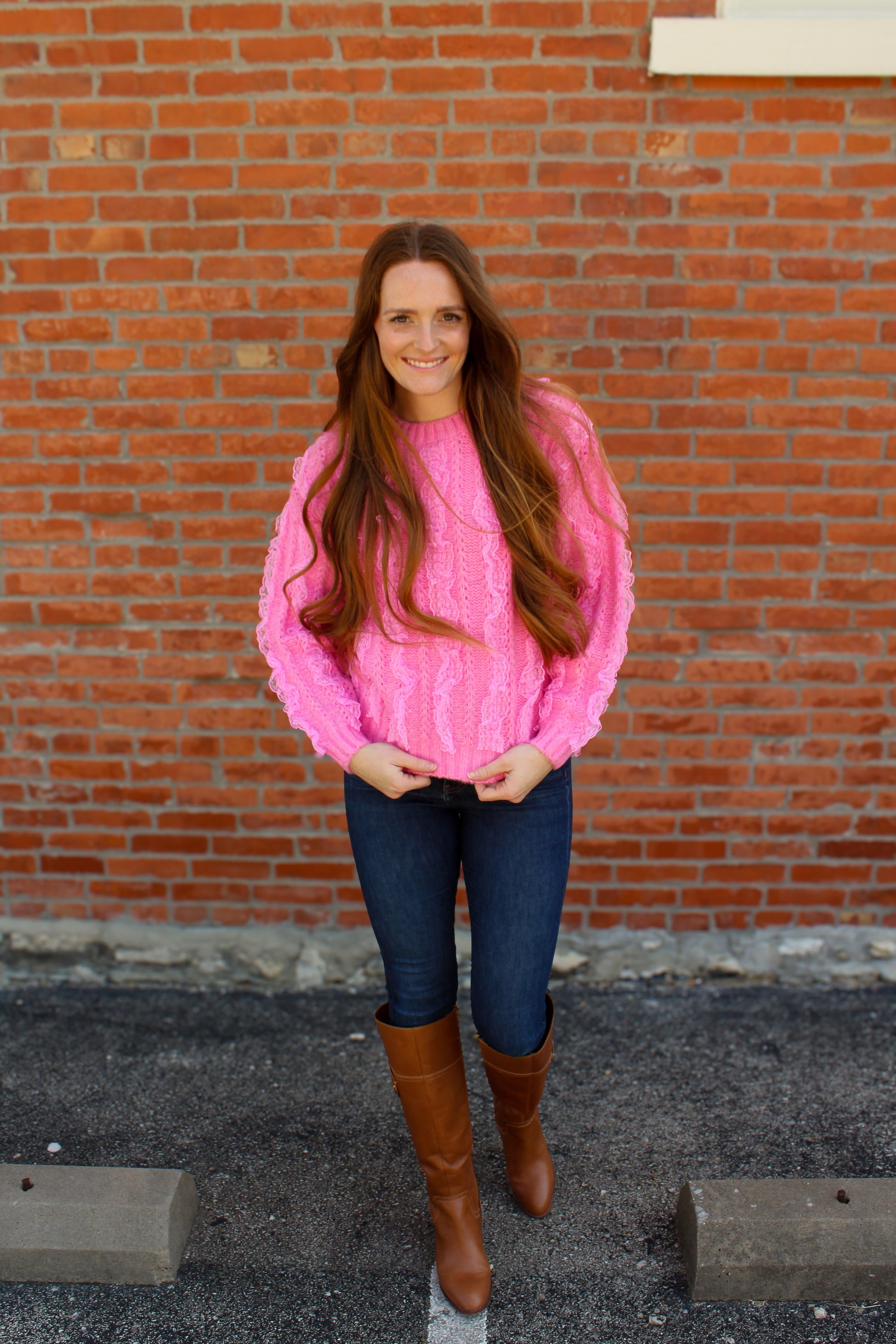 Barbie Pink Lace Ruffle Sweater - Simply L Boutique