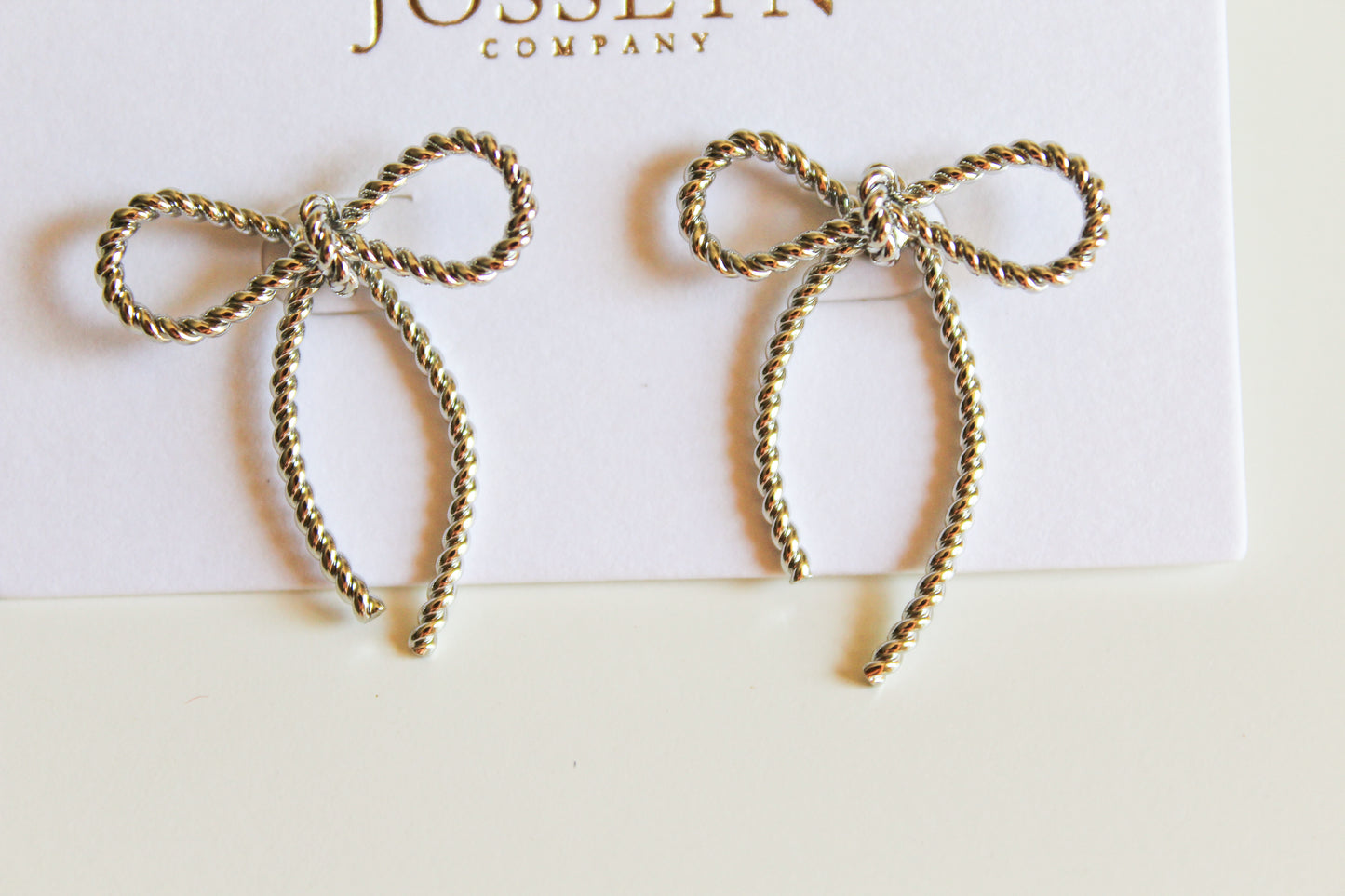 Rope Bow Earrings- Silver