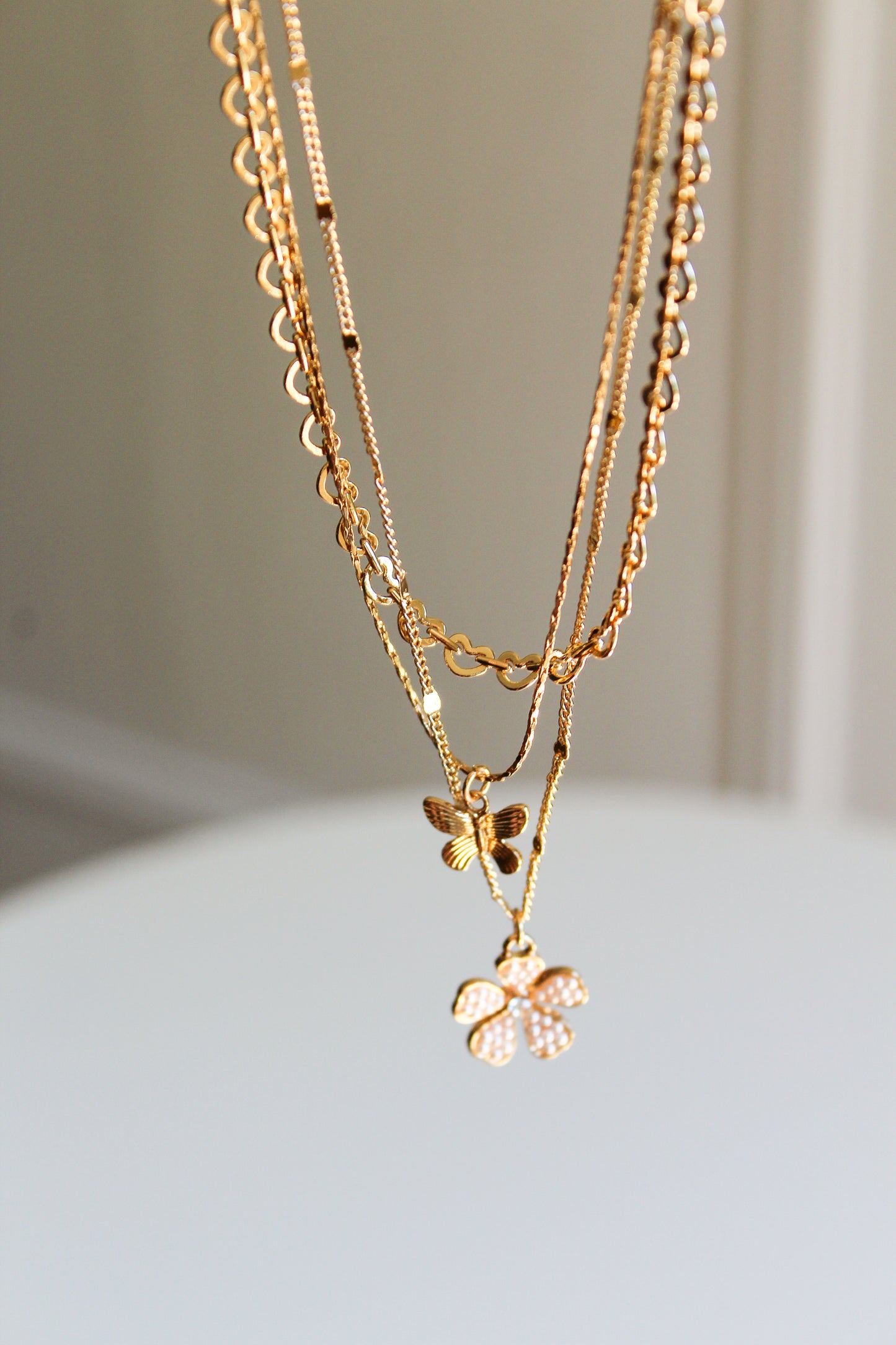 Trio Layered Butterfly Necklace