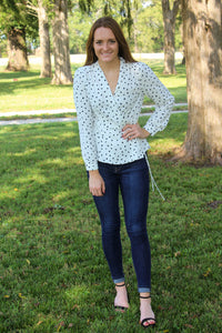 Spotted Wrap Blouse - Simply L Boutique