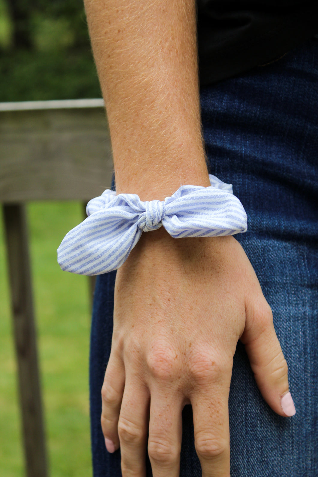Blue Striped Scrunchie