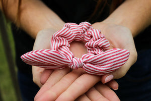 Red Striped Scrunchie