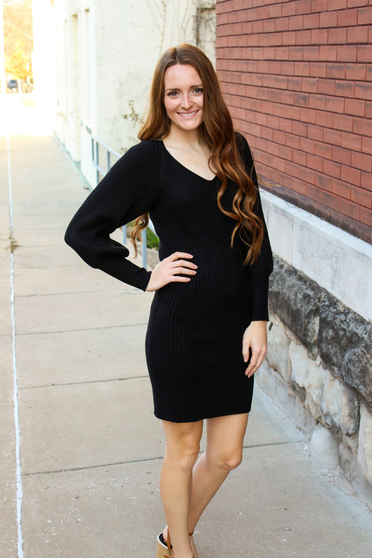 Solid Knit Sweater Dress