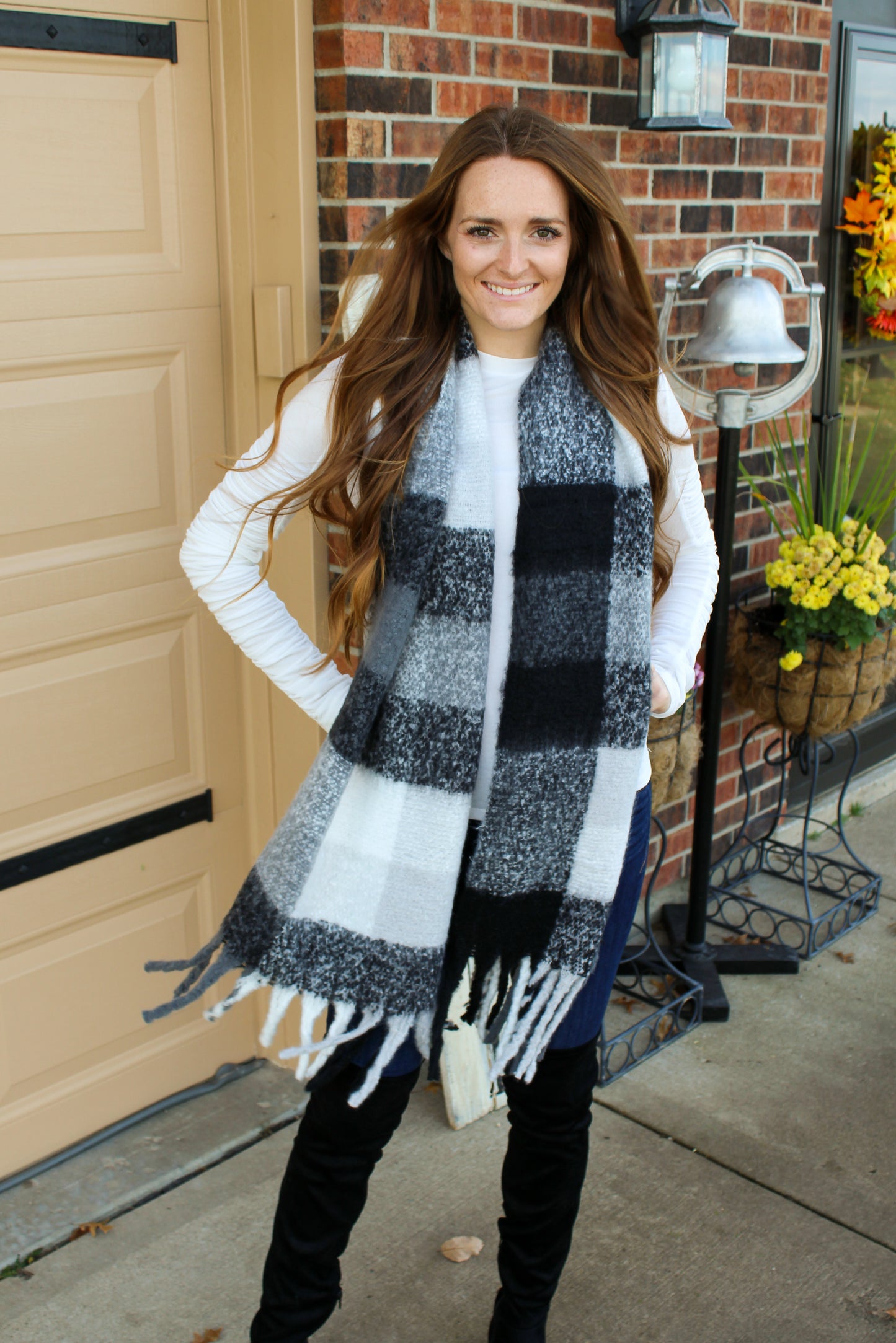 Black & White Gingham Scarf