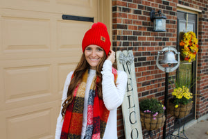 Red Pom Pom Beanie