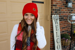 Red Pom Pom Beanie