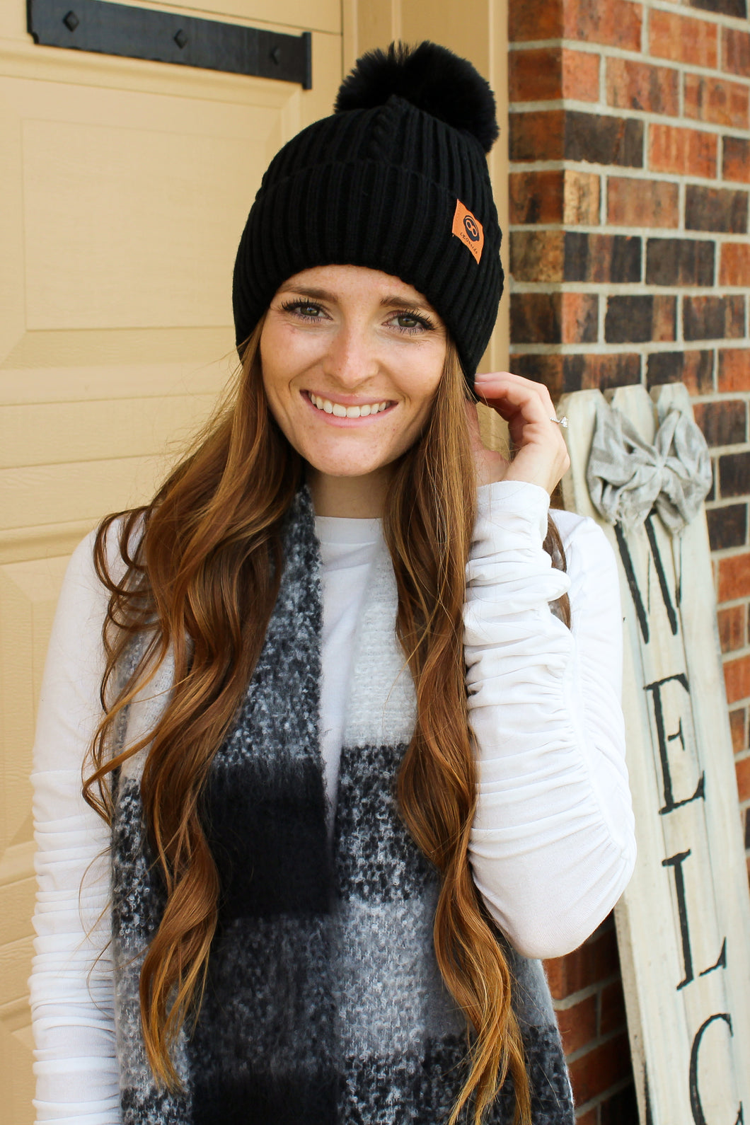 Black Pom Pom Beanie