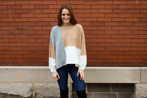 Grey Multi Colorblock Sweater