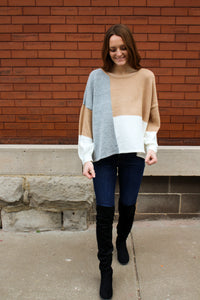 Grey Multi Colorblock Sweater