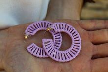 Load image into Gallery viewer, Lavender Rattan Hoops