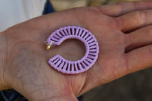 Load image into Gallery viewer, Lavender Rattan Hoops