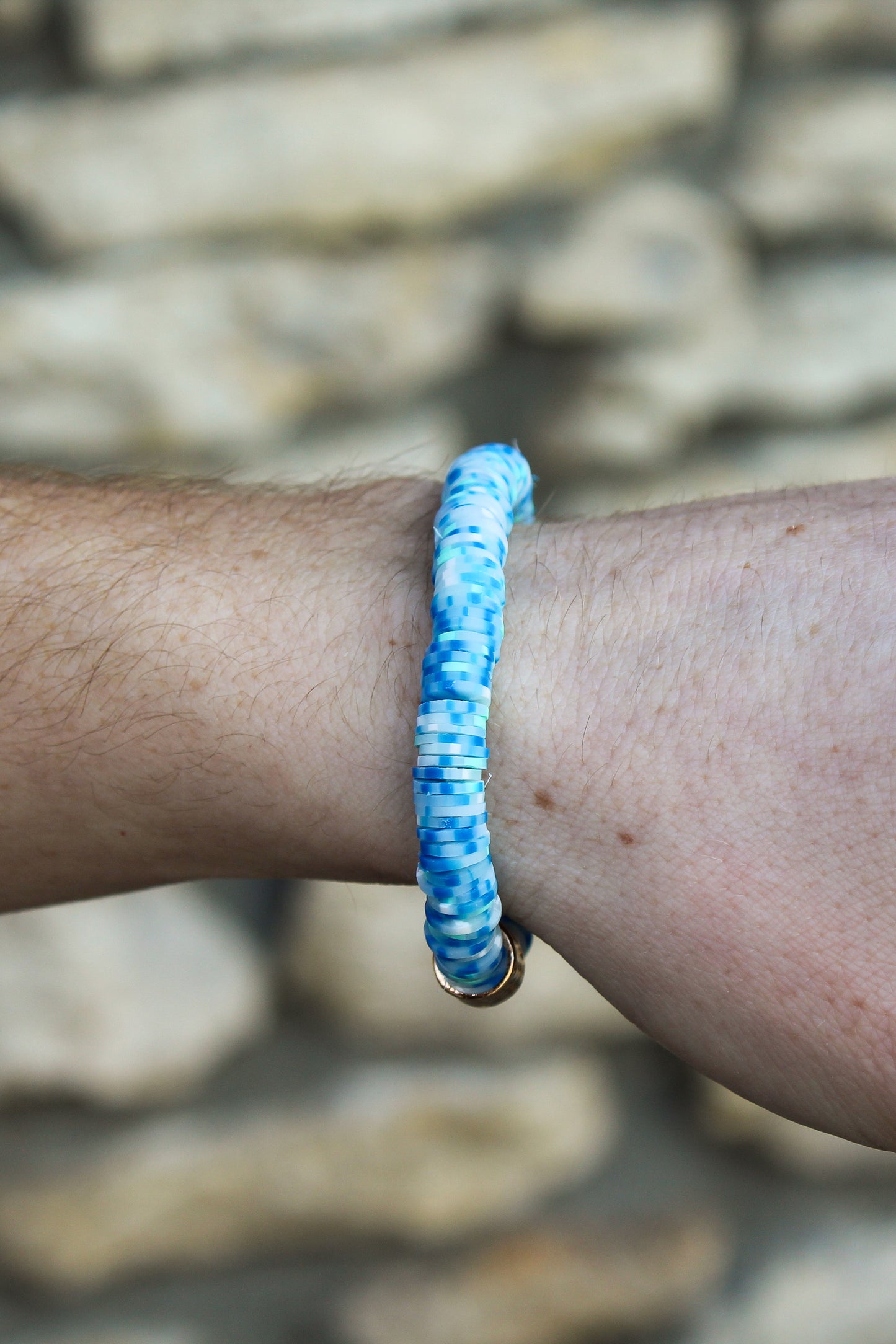 Blue & White Speckled Layer Bracelet