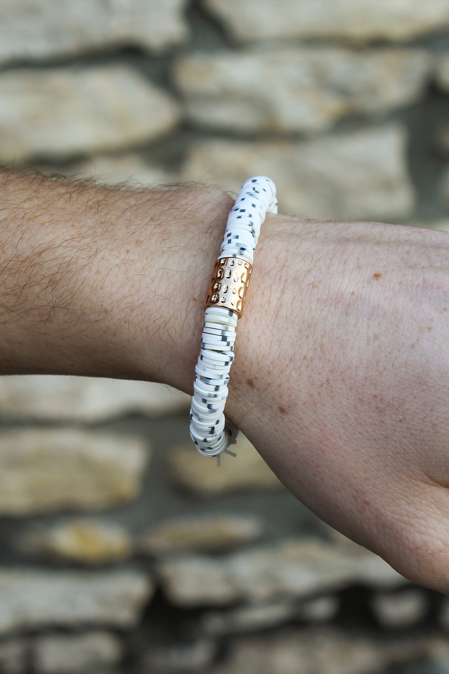 White & Black Speckled Layer Bracelet