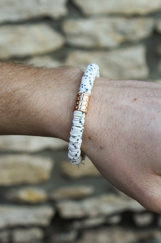 White & Black Speckled Layer Bracelet