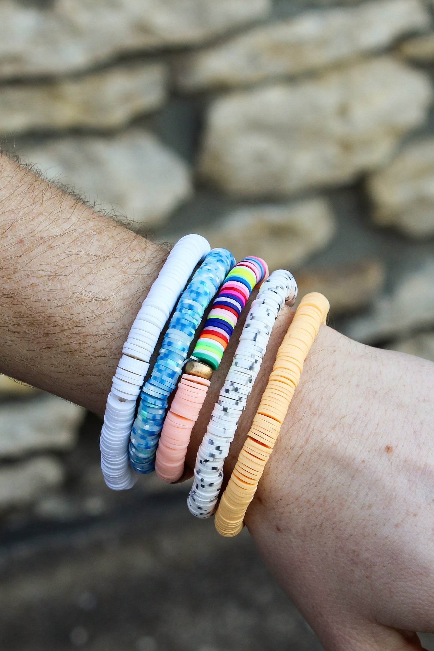 Blue & White Speckled Layer Bracelet