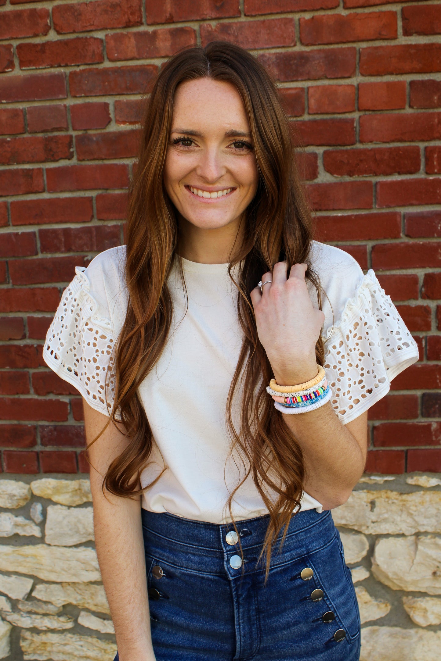 Blue & White Speckled Layer Bracelet