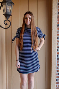 Navy Striped Shift Dress - Simply L Boutique