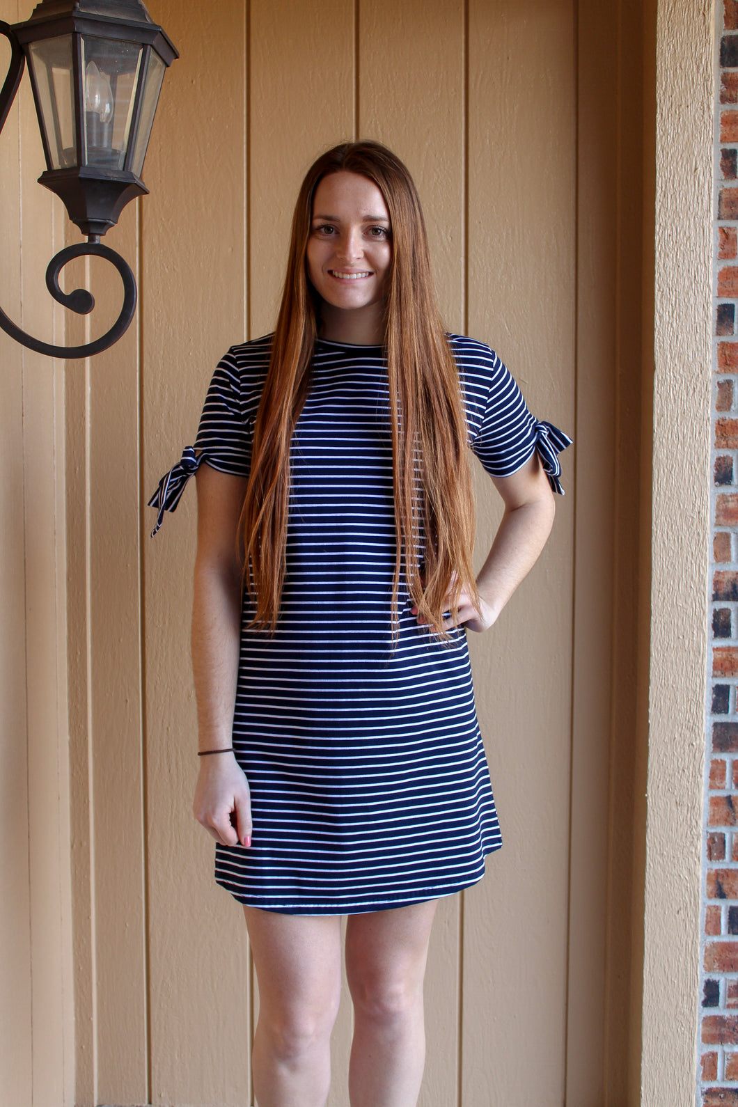 Navy Striped Shift Dress - Simply L Boutique