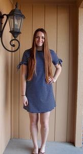 Navy Striped Shift Dress - Simply L Boutique
