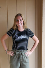 Load image into Gallery viewer, Striped Bonjour Tee - Simply L Boutique