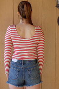 Striped Scoop Back Top (Pink) - Simply L Boutique