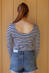 Striped Scoop Back Top (Navy) - Simply L Boutique