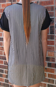 Striped Back Shift Dress (Black) - Simply L Boutique