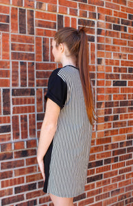 Striped Back Shift Dress (Black) - Simply L Boutique