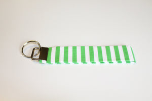 Green & White Stripe Key Wristlet - Simply L Boutique