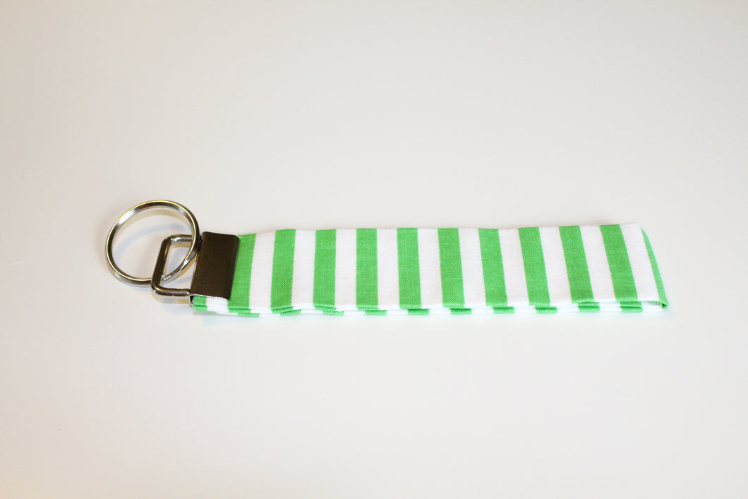 Green & White Stripe Key Wristlet - Simply L Boutique