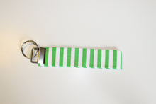 Load image into Gallery viewer, Green &amp; White Stripe Key Wristlet - Simply L Boutique