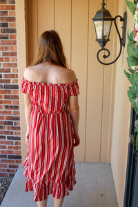 Striped Off the Shoulder Dress - Simply L Boutique
