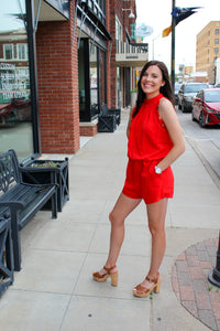 Red Ruffle Romper - Simply L Boutique
