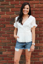 Load image into Gallery viewer, Eyelet Peplum Top - Simply L Boutique