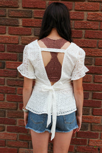 Eyelet Peplum Top - Simply L Boutique