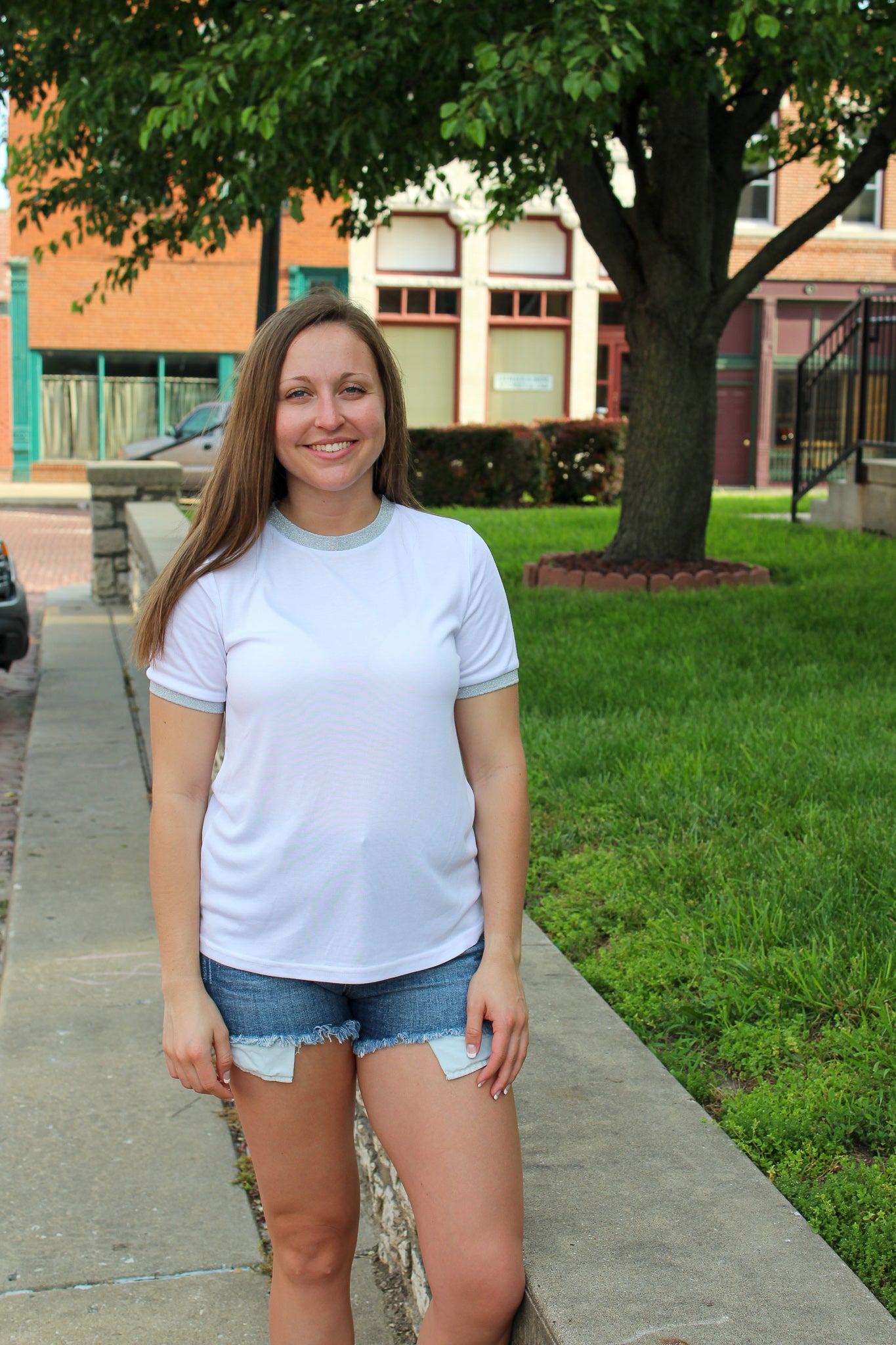 Silver Edged White Tee - Simply L Boutique