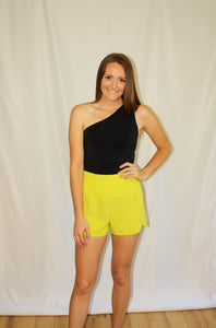 Taylor Lime High Waisted Athletic Shorts