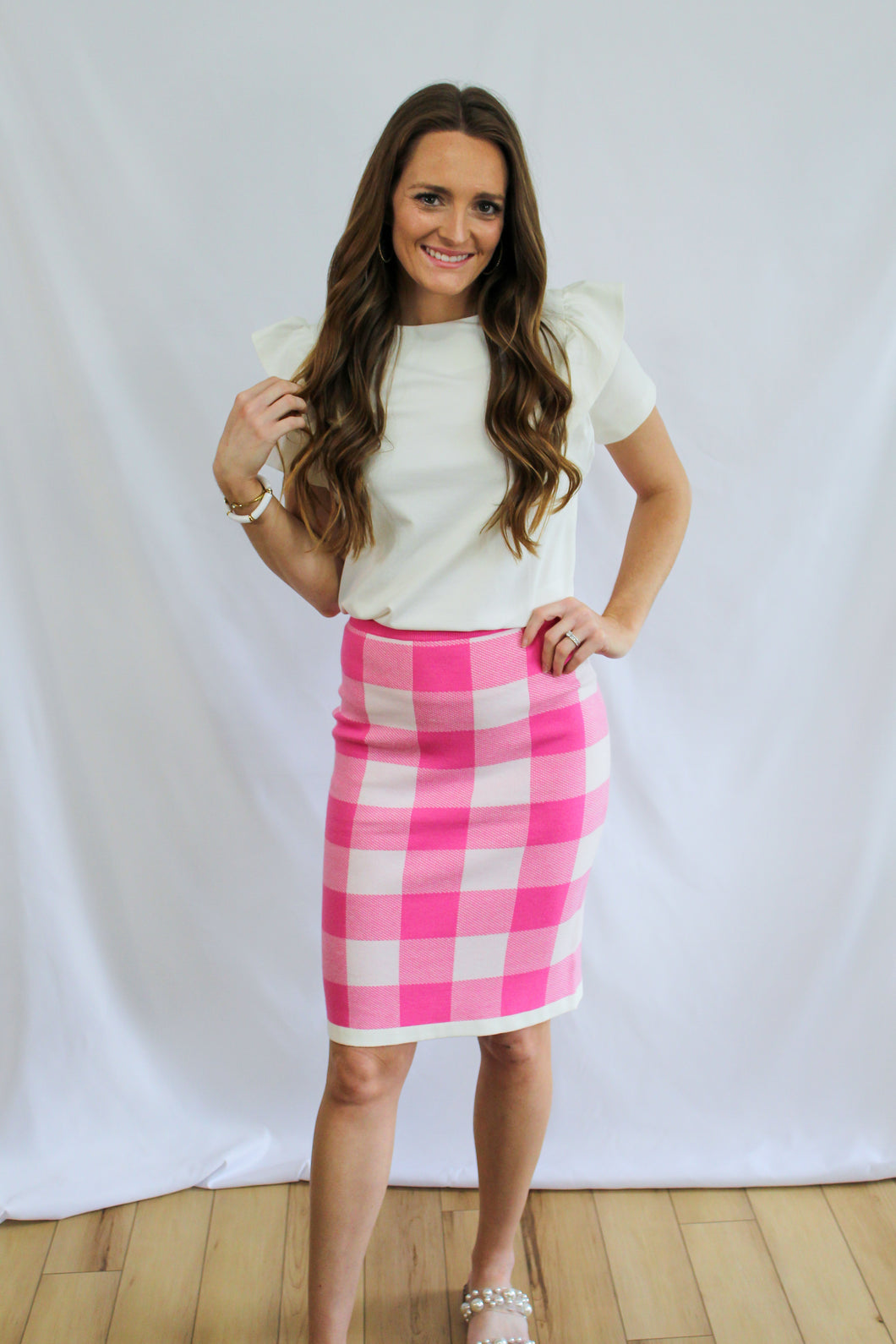 Pink Striped Sweater Skirt