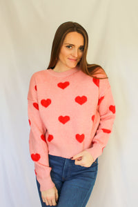 Pink/Red Heart Sweater